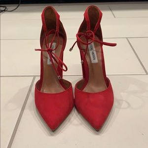 Red block heels